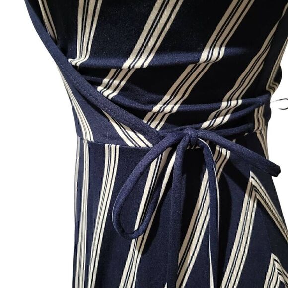 iZ Byer Blue Striped Soft Stretchy Faux Wrap Dress - Picture 7 of 12